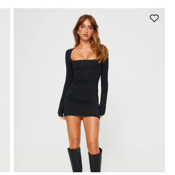 NWT Princess Polly Back in Time Long Sleeve Mini Dress Black Size US 8 / AU 12 - Picture 1 of 3